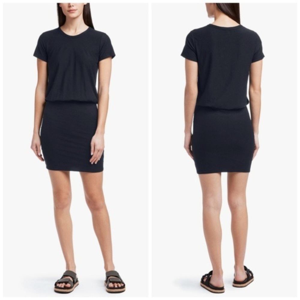 James Perse Stretch Blouson T-shirt Dress Black 2